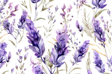 Lavender flowers, watercolor illustration, isolated on white background, AI Generative AI