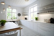 © Orkidia - a modern and bright kitchen - white lacquered colors - Generative AI