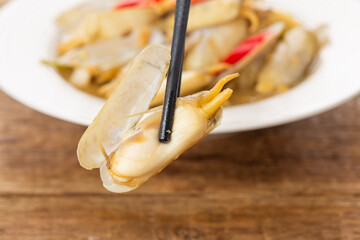 Sticker - A plate of fried razor clams