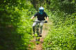 © Sharne T/peopleimages.com - Man, mountain bike and extreme sports in forest for adventure, speed and power in park. Athlete, freedom and bicycle race for outdoor action, off road fitness and gear of cardio competition in nature
