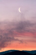 Colorful sky in the morning and moon on it