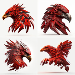 Sticker - set of red and white birds