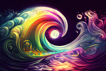Wall Mural - colorful psychic waves, wellness calming spiritual concept. generative ai