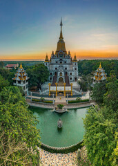 Wall Mural - Sunset in Buu Long pagoda, Ho Chi Minh City, Vietnam. Photo taken on March 2023.