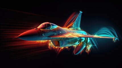 Wall Mural - Motion colorful airplane concept art  - Illustration created with generative ai technology