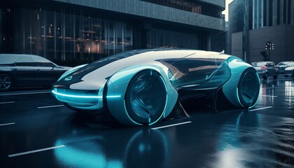 Sticker - Futuristic car, generative AI