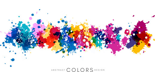 Wall Mural - colorful hand drawn decorative element from splashes. abstract creative design from multicolored pai