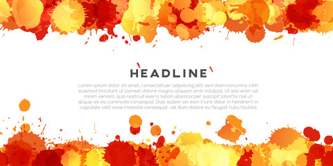 Wall Mural - orange abstract horizontal poster. colorful artistic banner with paint splash texture.