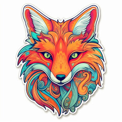 Sticker - red fox with a smile, with great details, super realistic, in high resolution generated by artificial intelligence.