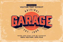 Editable Text Effect Garage Vintage 3d Template Style Premium Vector