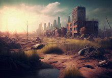 Abandoned City Wasteland. Ai Generated Generative AI