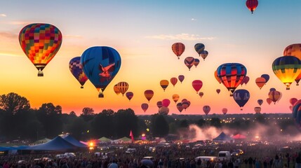 Wall Mural - festive event hot air balloon festival in America. Generative AI