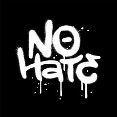 Wall Mural - No hate - Urban Graffiti lettering quote. Splatter drips, grunge texture, dirty paint texture vector illustration. 90s - Y2k street art.