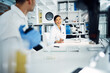 © Micah C/peopleimages.com - Science, collaboration and scientists working in a laboratory for medical research or analysis together. Biotechnology, pharmaceutical and team of scientific researchers in discussion on biology.