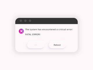 Wall Mural - Error message. System alert window. Bug notification popup