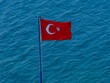 Turkish flag and blue sea background