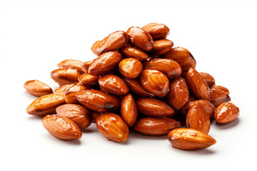 Wall Mural - A pile of almonds on a white background