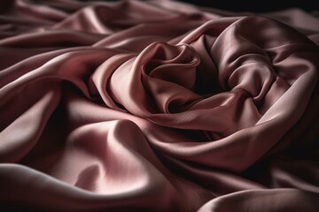 Luxurious dusty pink fabric with elegant ripples and folds, perfect for a surface banner. Generative AI