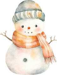 Poster - Snowman whimsical illustration created with Generative AI technology