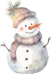 Poster - Snowman whimsical illustration created with Generative AI technology