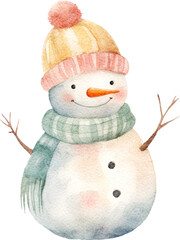 Poster - Snowman whimsical illustration created with Generative AI technology