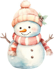 Poster - Snowman whimsical illustration created with Generative AI technology