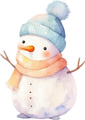 Poster - Snowman whimsical illustration created with Generative AI technology