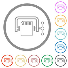 Poster - SD memory card compress outline flat icons with outlines