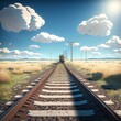 A beautiful and lovely endless anime train track landscape.