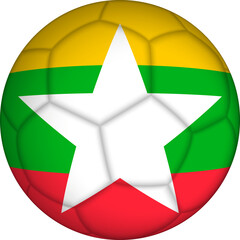 Wall Mural - Football ball with Myanmar flag pattern.