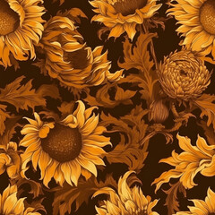 Sticker - seamless floral pattern