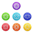 © HTGanzo - Seven chakra symbols as paper cut-outs isolated on transparent background