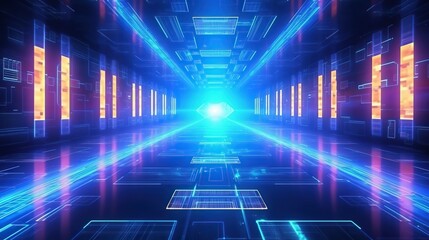 Wall Mural - abstract background with neon lights. futuristic interface. sci-fi style. created with generative ai