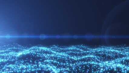 The emergence of a new wave with particles and a glow of light, in 4k, for business and technological sciences