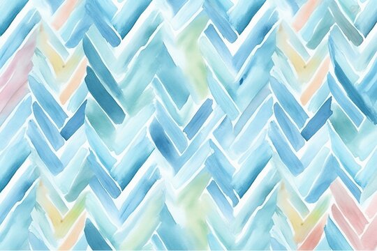 wallpaper for seamless playful hand painted watercolor light pastel blue herringbone or chevron fabric pattern abstract cute zigzag background texture boy s birthday baby shower or nurse generative ai
