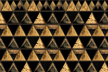 Wallpaper For Seamless Golden Triangle Checker Mosaic Pattern Vintage Abstract Gold Plated Relief Sculpture On Black Background Modern Elegant Metallic Luxury Backdrop Maximalist Gilded  Generative Ai