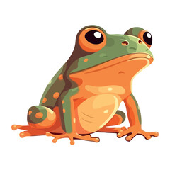 Wall Mural - Cute green toad sitting illustration