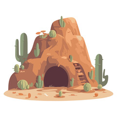 Sticker - landscape with cactus and mountain