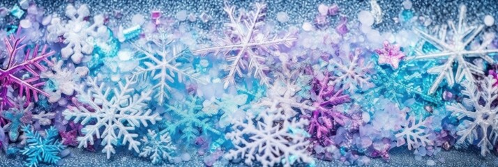 Soft purple and blue gradation snowflake background. AI generative illustration.