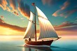 illustrative cartoon, sailboat in the sea, generative ai