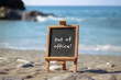 Chalkboard on a beautiful beach with text 