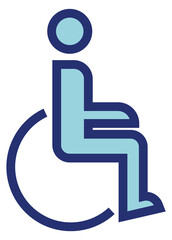 Sticker - Man in wheel chair icon. Disabled person. Patient symbol