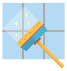 Sticker - Window cleaning icon. Housekeeping symbol. Sparkling glass