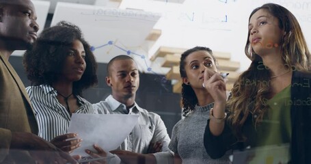 Aufkleber - Teamwork, writing and business people planning, schedule or calendar on sticky note in office. Problem solving, agenda and person team brainstorming collaboration for solution, goal or mission