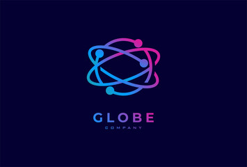 Globe Technology Logo Design, world globe logo template, usable for technology and company logos, vector illustration