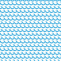 Poster - Sea and ocean blue waves seamless pattern. Vector background with water splashes. Horizontal repeated ornament, nautical geometric design for decorative wrapping, wallpaper, textile or fabric