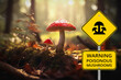 Warning sign: Warning poisonous mushrooms - Toadstools in the Forest - based on generative AI