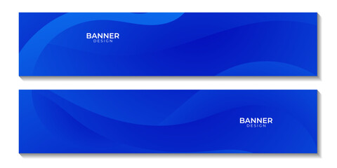 Wall Mural - set of banners. blue wave gradeint abstract background