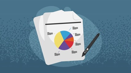 Poster - statistics pie infographic document animation