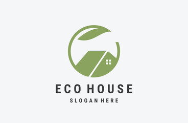 Canvas Print - Green House Logo Template Design Vector Illustration